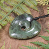 Heart with Koru carved from Hapopo Pounamu - NZ Greenstone