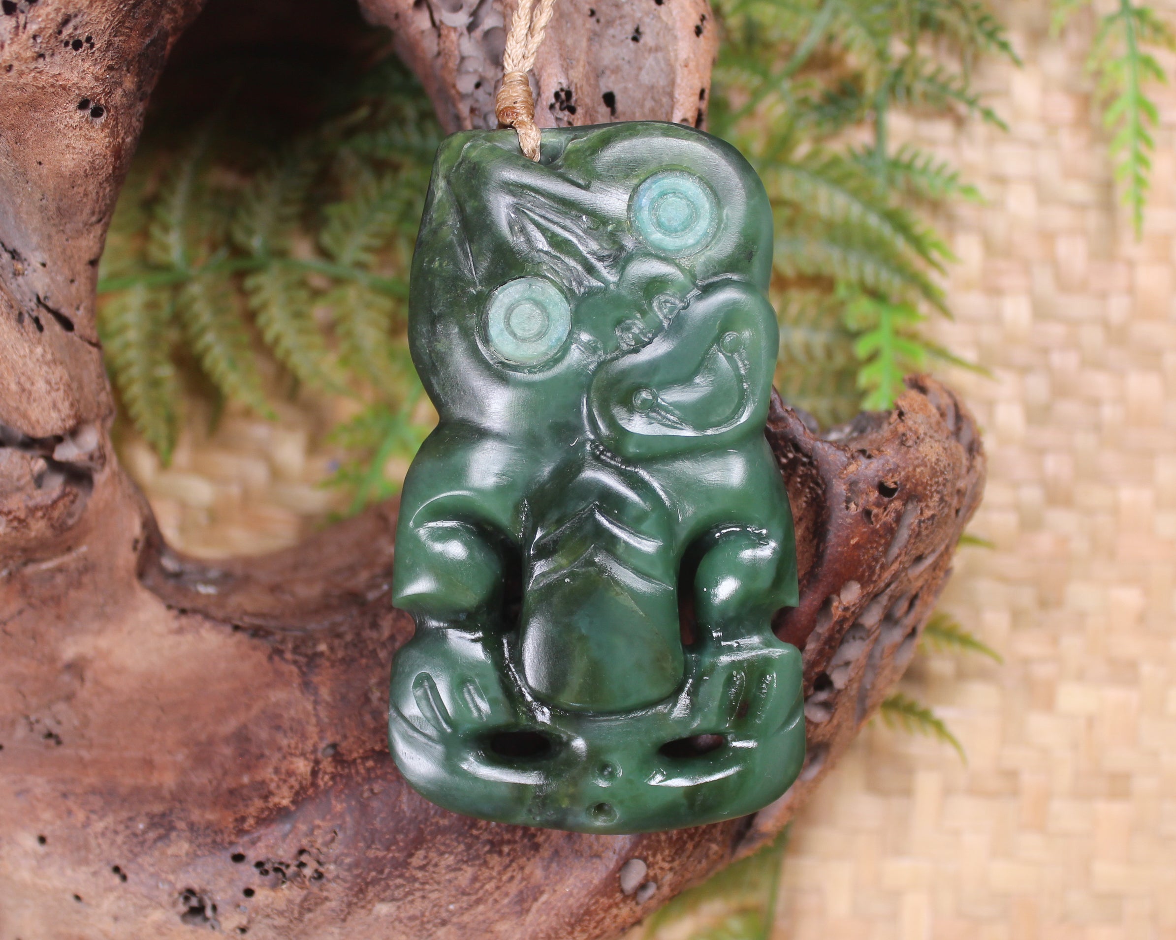 Hei Tiki carved from Inanga Pounamu - NZ Greenstone