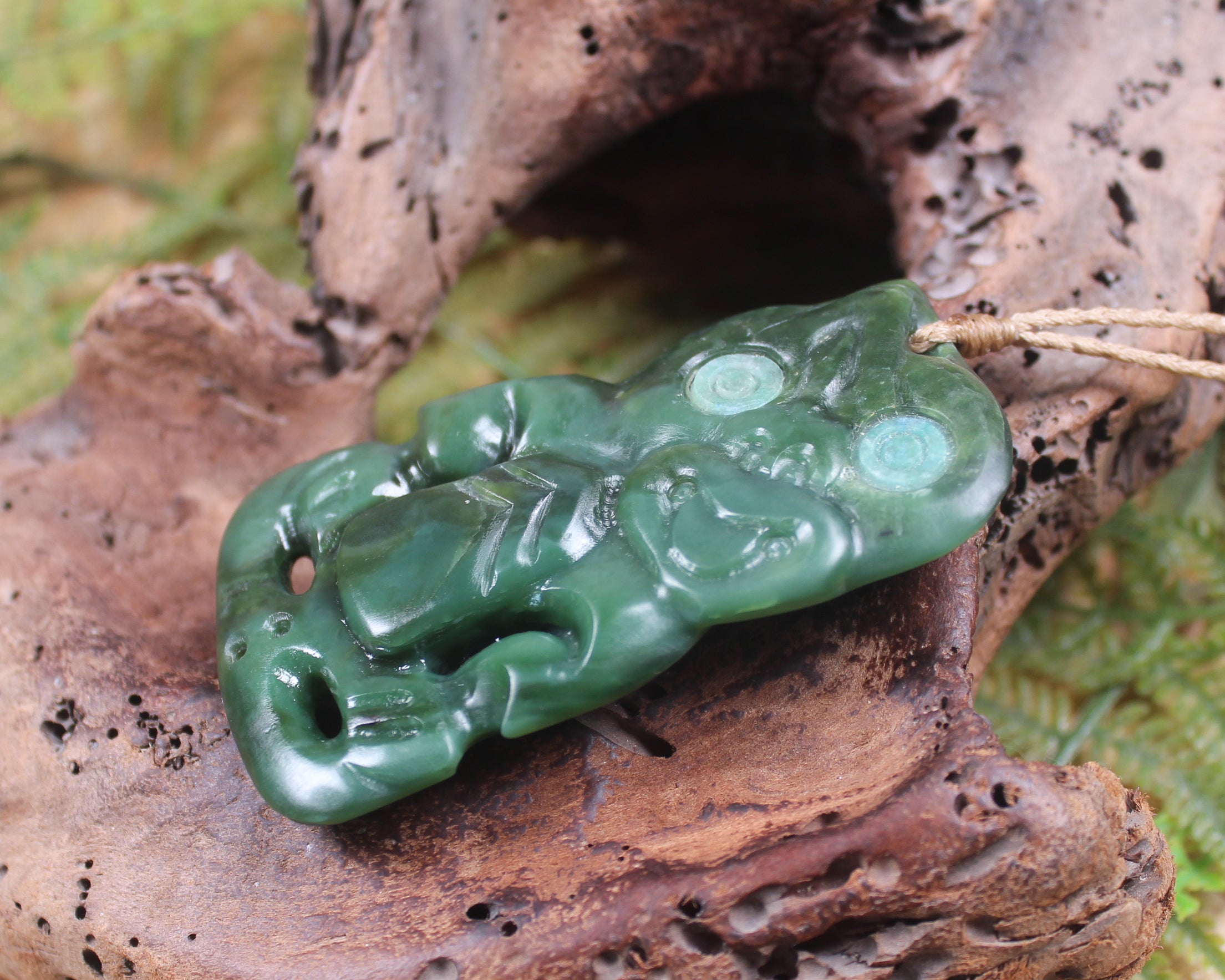 Hei Tiki carved from Inanga Pounamu - NZ Greenstone