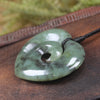 Koru Heart pendant carved from Hapopo Pounamu - NZ Greenstone