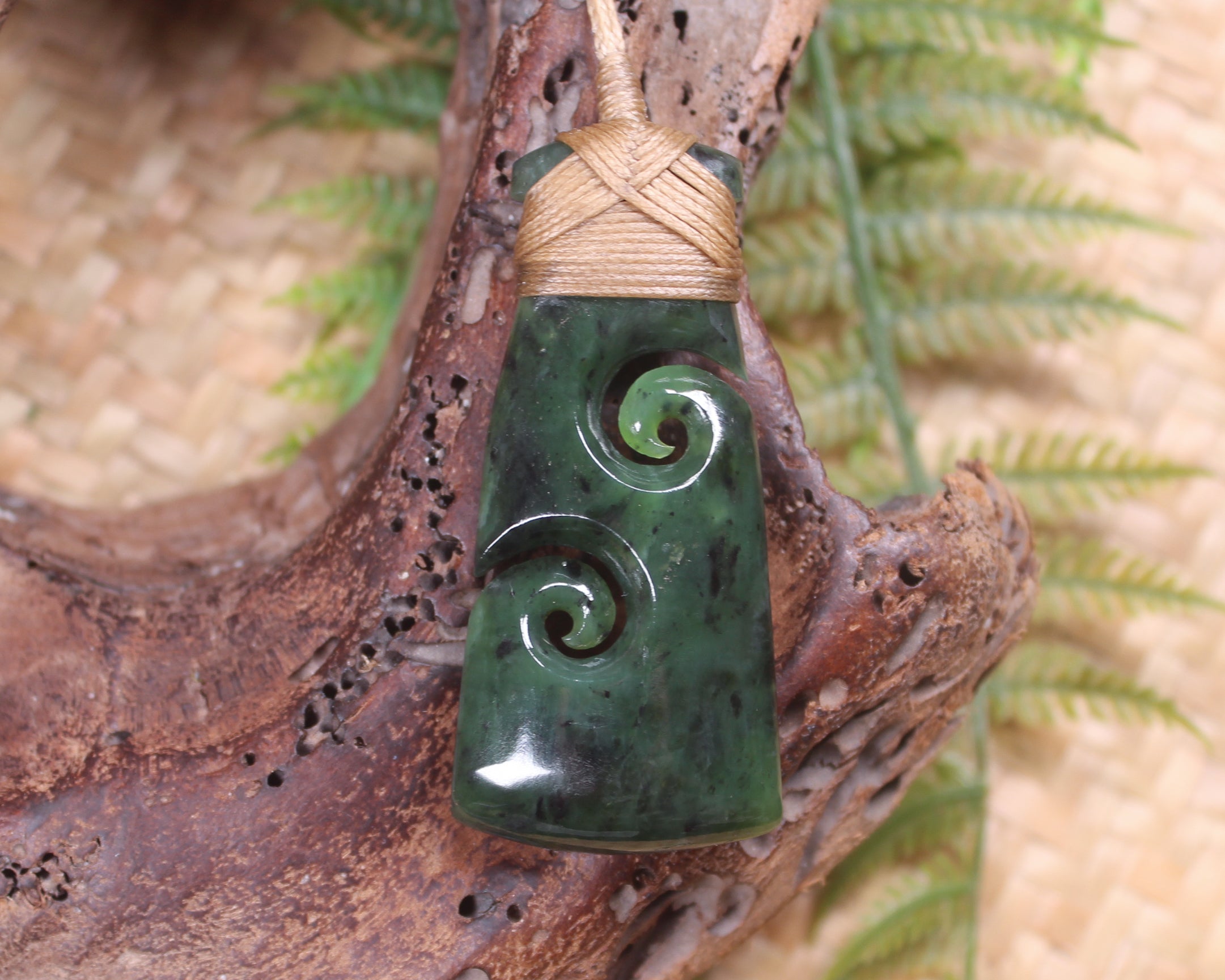 Toki or Adze with Koru Pendant carved from Rimu Pounamu - NZ Greenstone