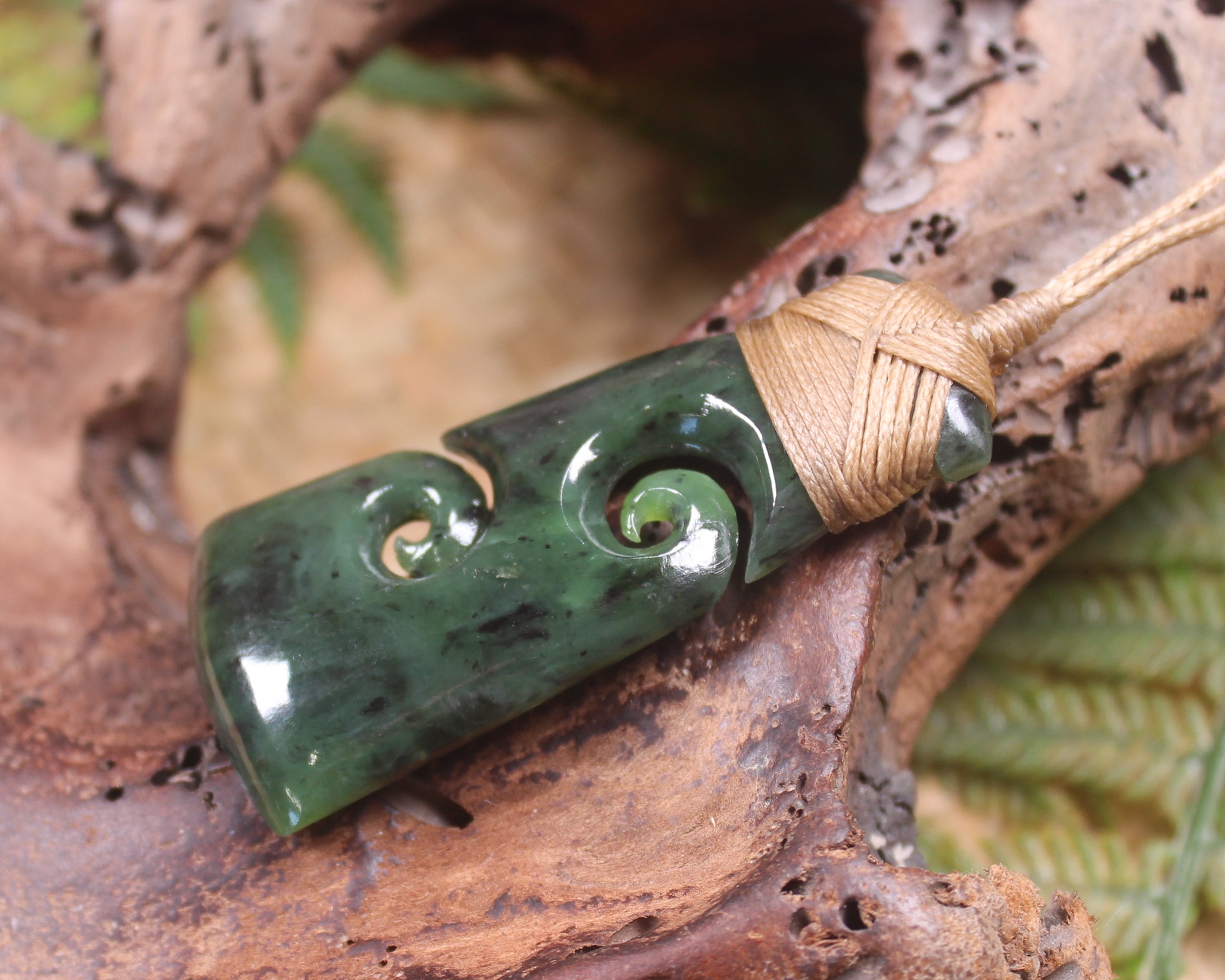 Toki or Adze with Koru Pendant carved from Rimu Pounamu - NZ Greenstone