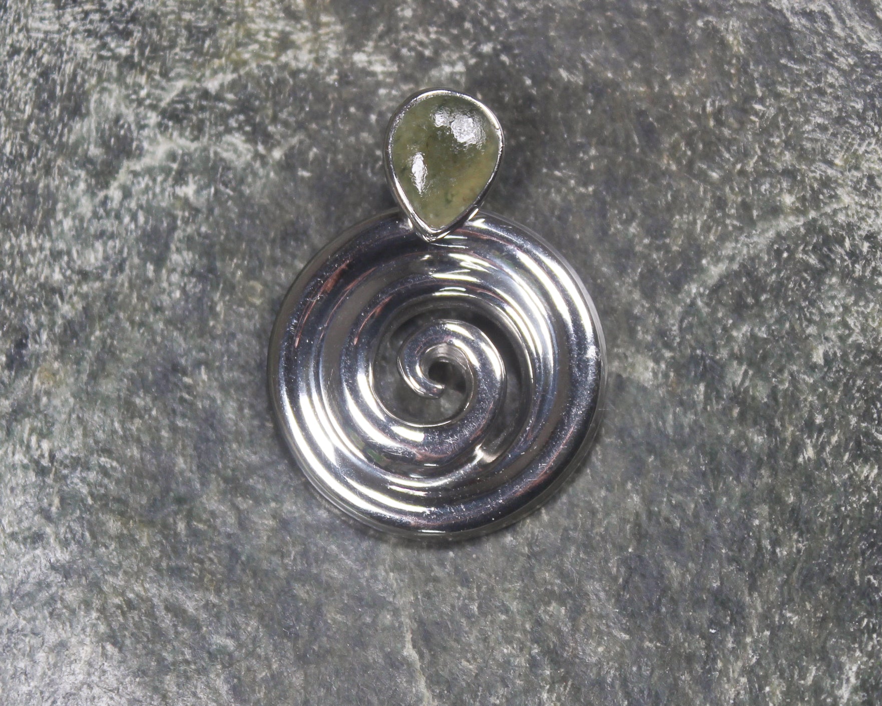 Sterling Silver and Pounamu Koru Pendant