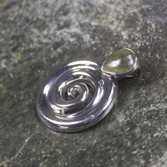 Sterling Silver and Pounamu Koru Pendant
