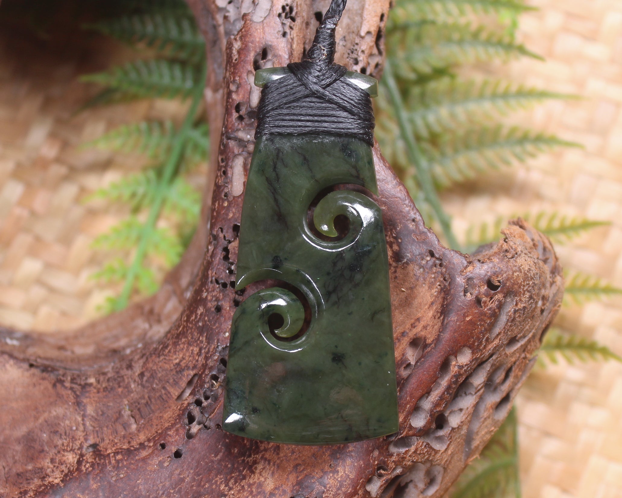 Toki or Adze with Koru Pendant carved from Rimu Pounamu - NZ Greenstone