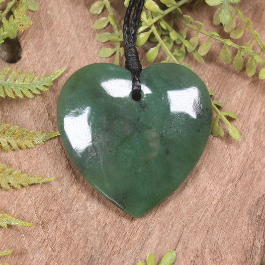 Heart carved from Hapopo Pounamu - NZ Greenstone