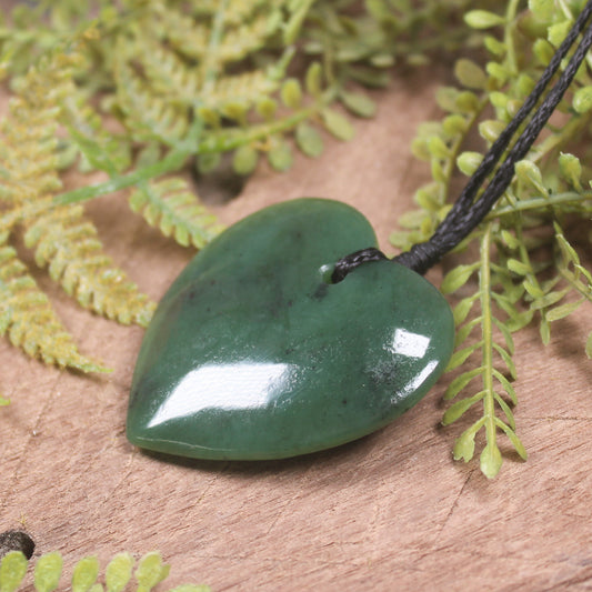 Heart carved from Hapopo Pounamu - NZ Greenstone