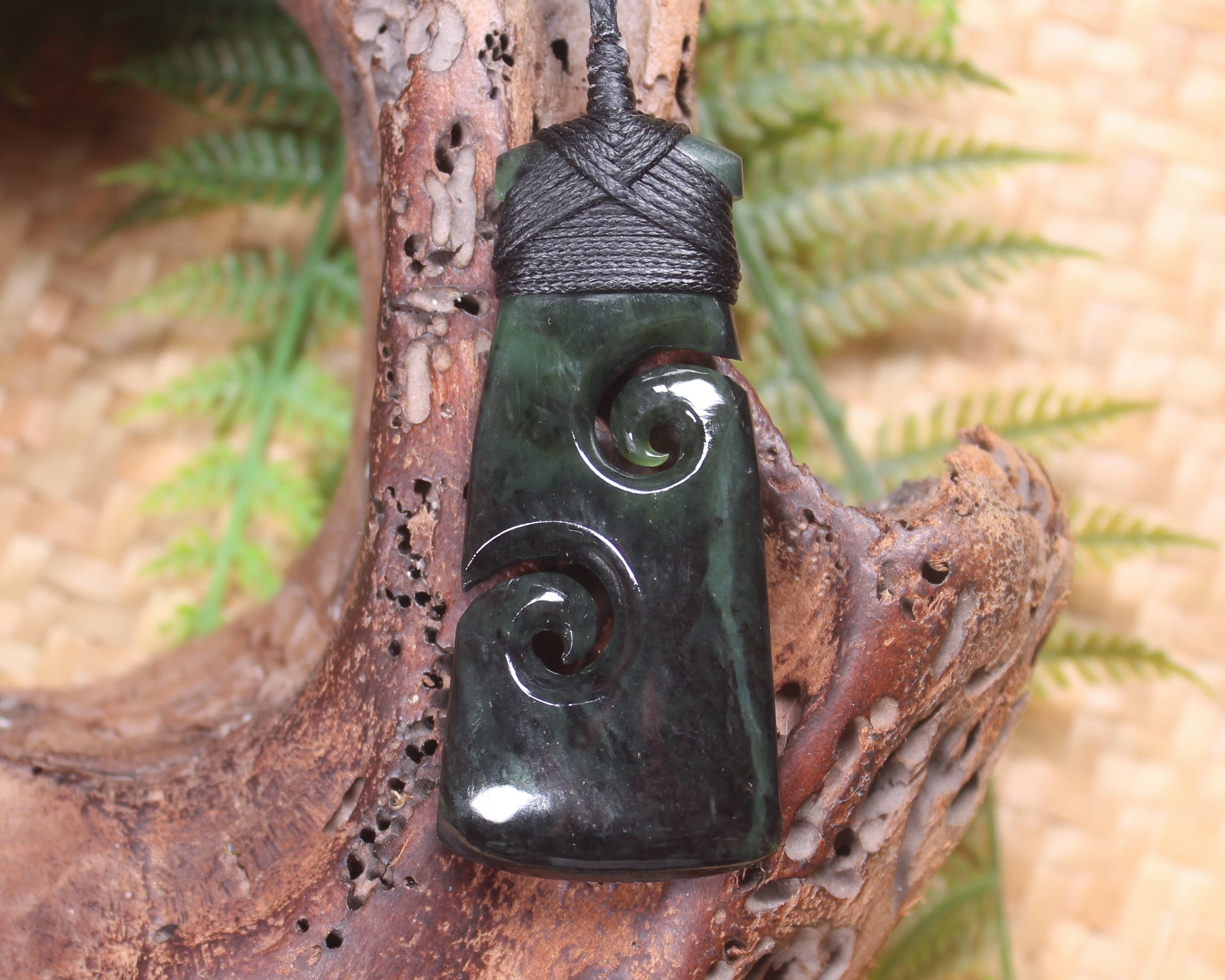 Toki or Adze with Koru Pendant carved from Rimu Pounamu - NZ Greenstone