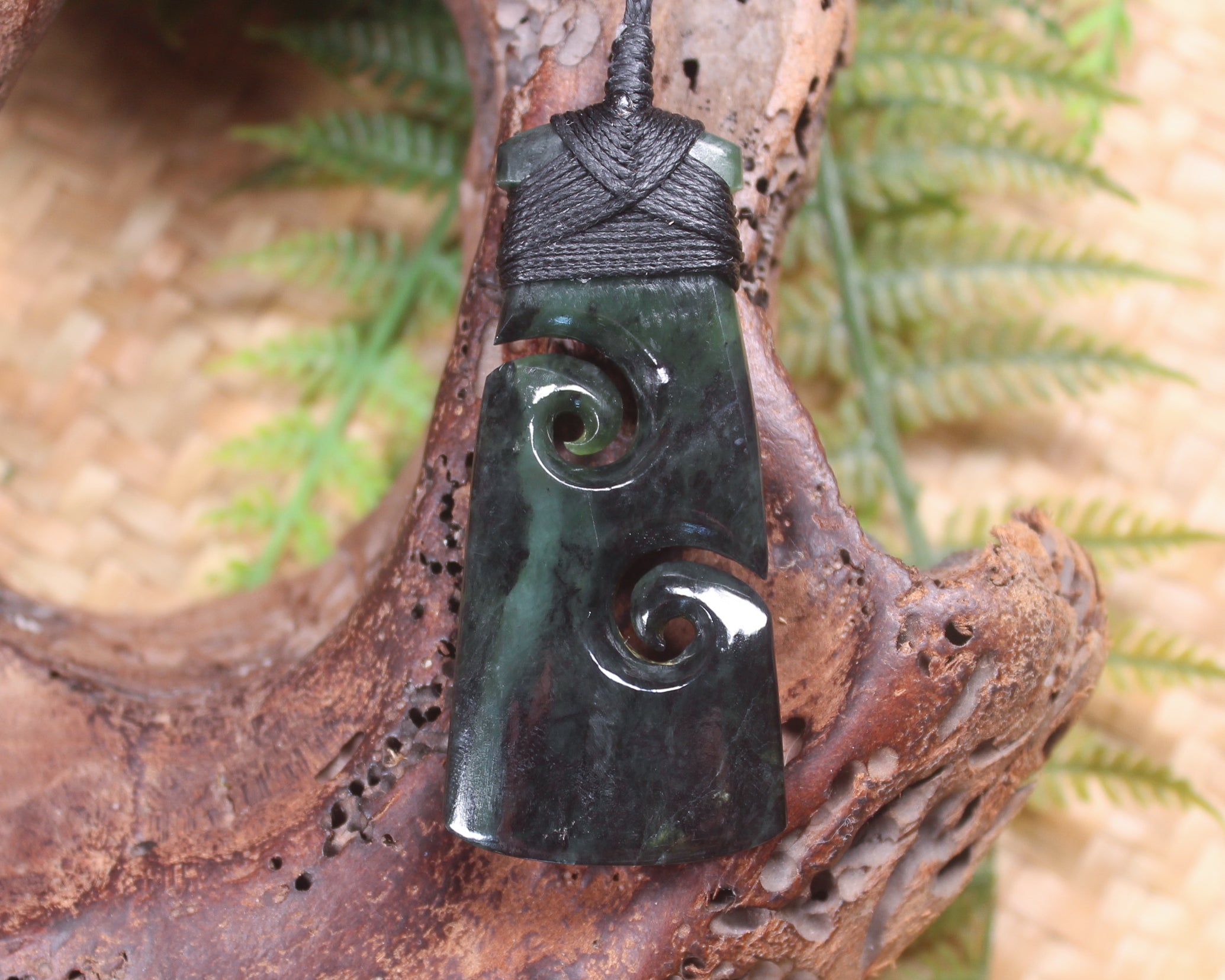 Toki or Adze with Koru Pendant carved from Rimu Pounamu - NZ Greenstone