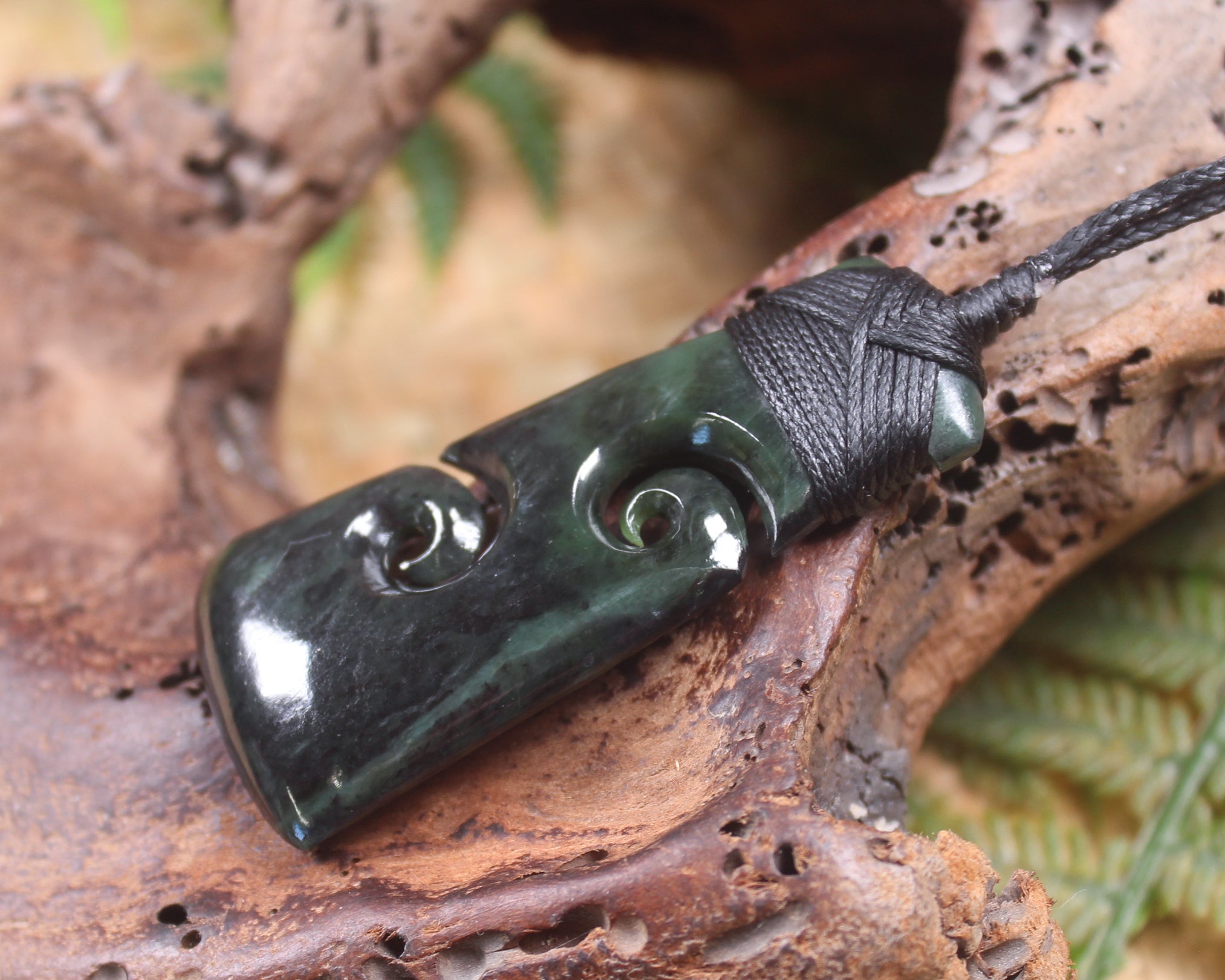 Toki or Adze with Koru Pendant carved from Rimu Pounamu - NZ Greenstone