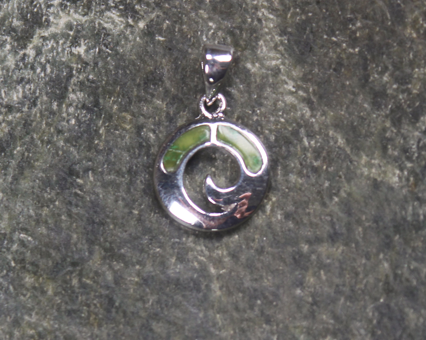 Sterling Silver and Pounamu Koru Pendant