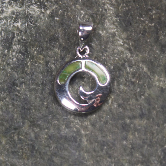 Sterling Silver and Pounamu Koru Pendant