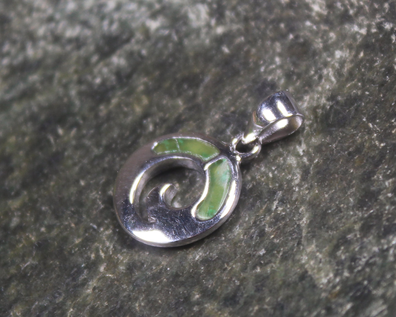 Sterling Silver and Pounamu Koru Pendant