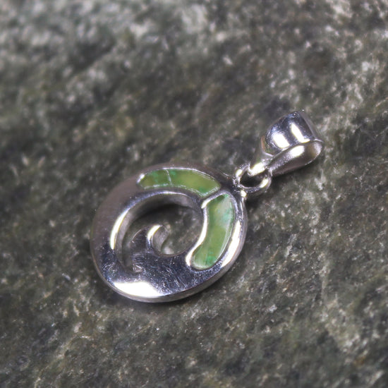 Sterling Silver and Pounamu Koru Pendant