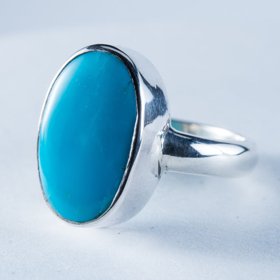 Kingman Mine Turquoise Sterling Silver Ring S8
