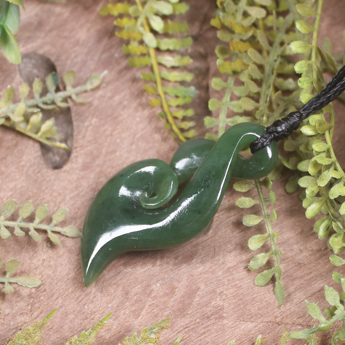 Koru Twist carved from Hapopo Pounamu - NZ Greenstone