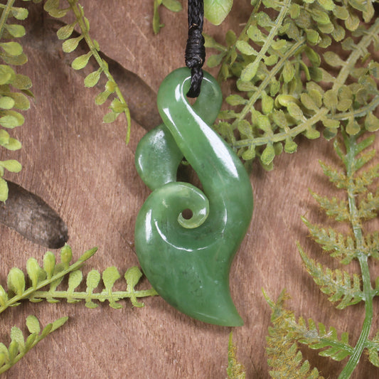 Hapopo Pounamu Koru Twist Pendant - NZ Greenstone