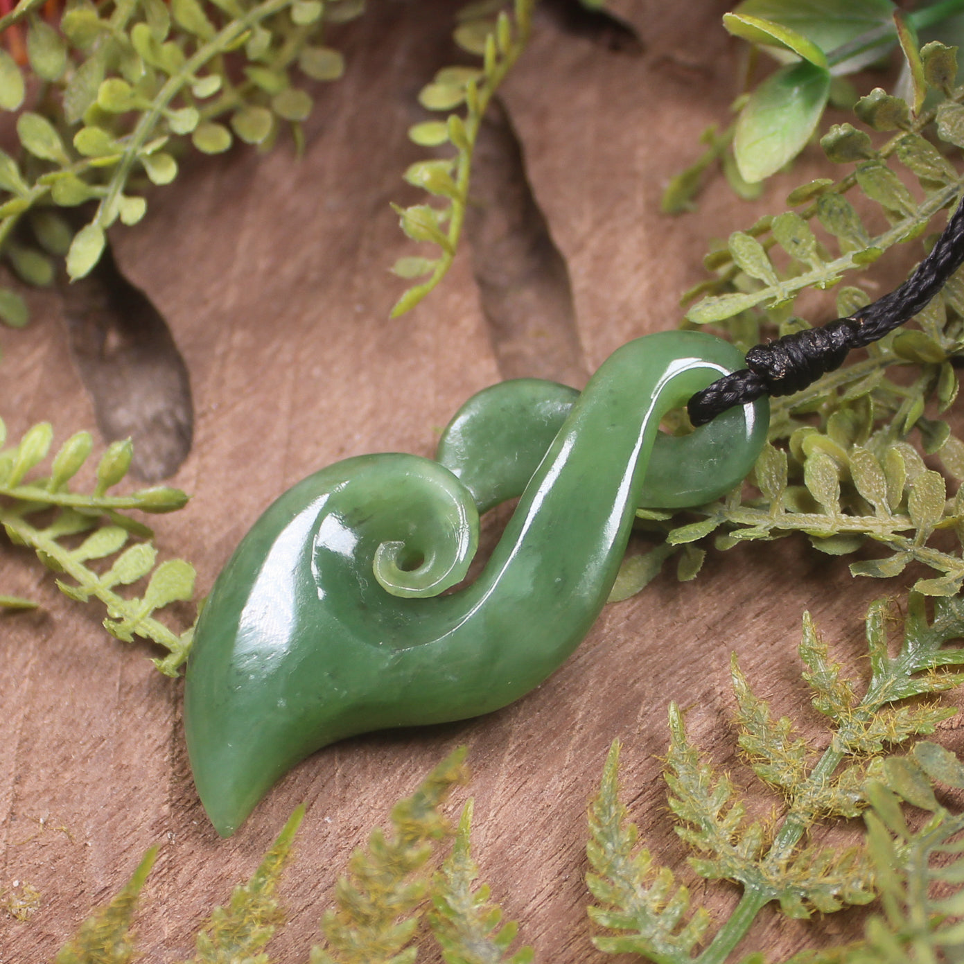 Hapopo Pounamu Koru Twist Pendant - NZ Greenstone