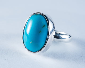 Kingman Mine Turquoise Sterling Silver Ring S8 (S605)