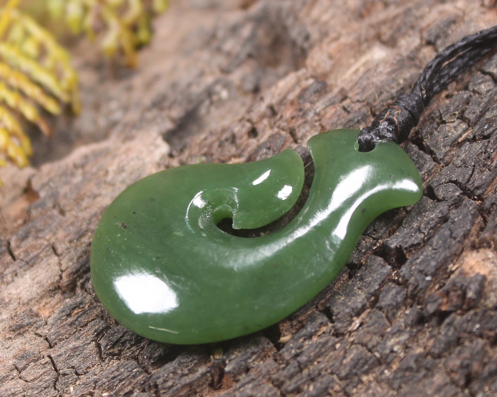 Hei Matau or Fish Hook carved from Hapopo Pounamu - NZ Greenstone