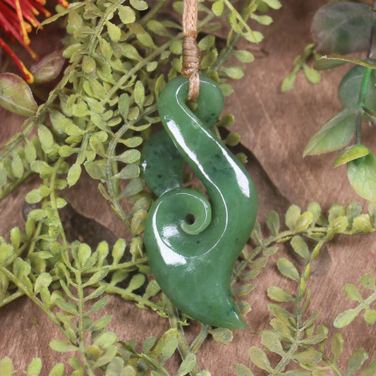 Hapopo Pounamu Koru Twist Pendant - NZ Greenstone