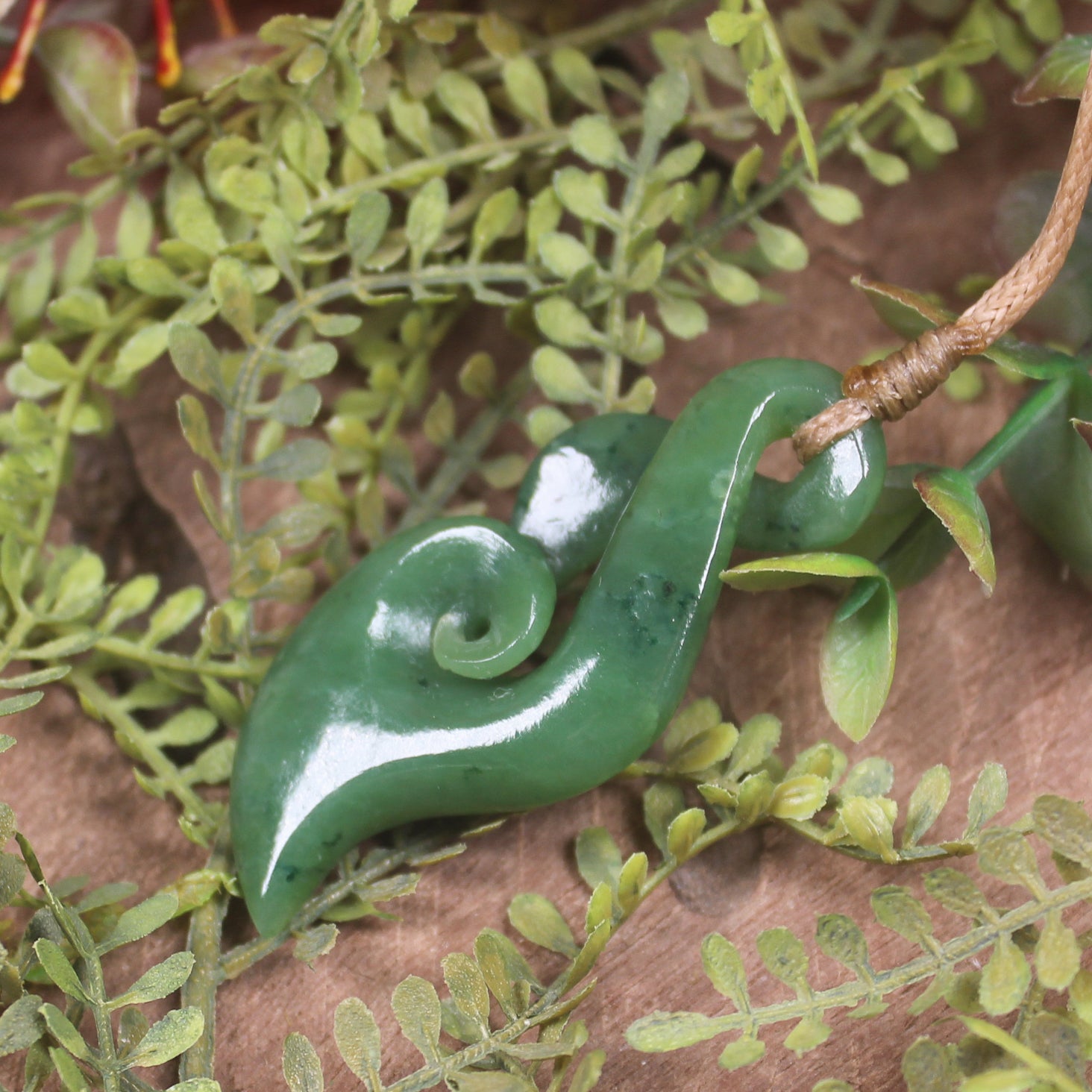 Hapopo Pounamu Koru Twist Pendant - NZ Greenstone