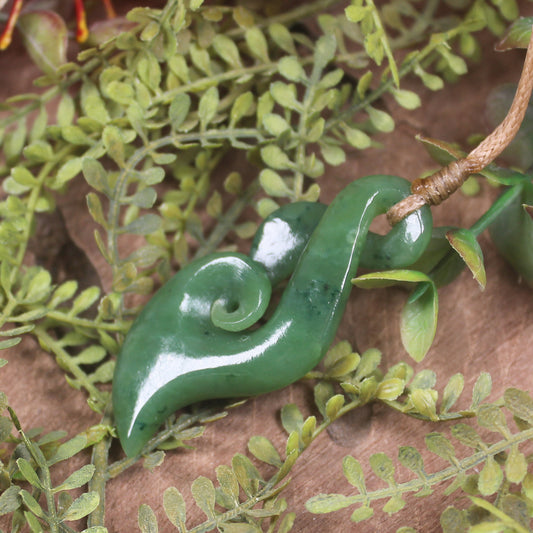Hapopo Pounamu Koru Twist Pendant - NZ Greenstone