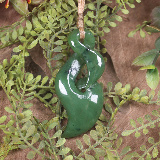 Hapopo Pounamu Koru Twist Pendant - NZ Greenstone