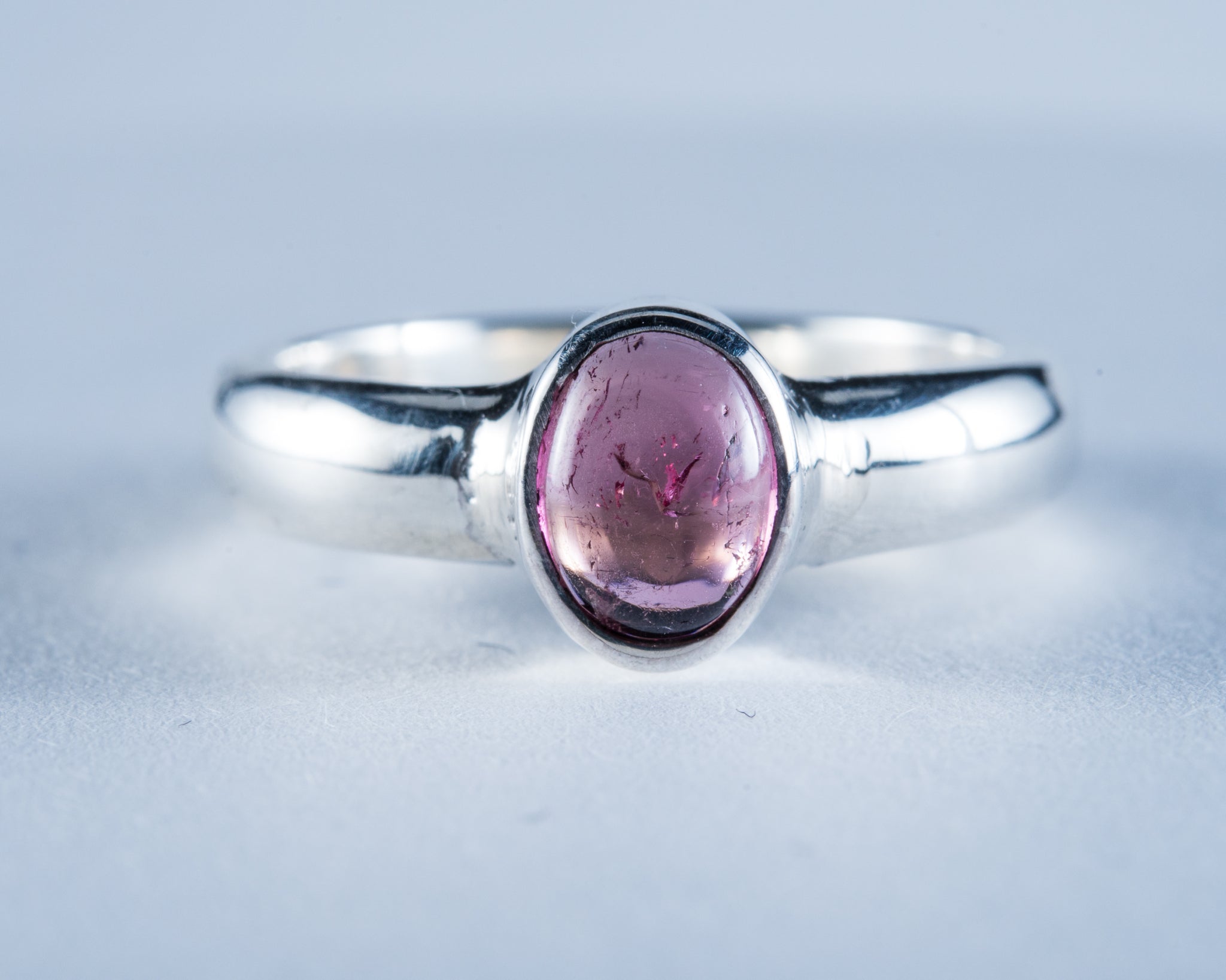 Pink Tourmaline Sterling Silver Ring Size 6 (S608)