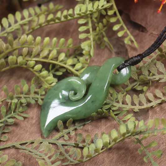 Hapopo Pounamu Koru Twist Pendant - NZ Greenstone
