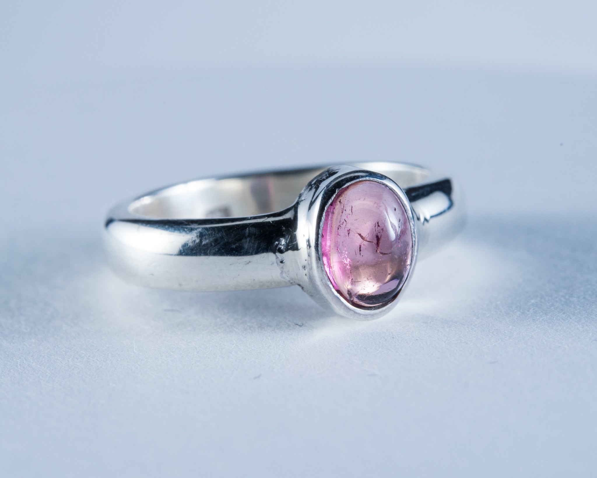 Pink Tourmaline Sterling Silver Ring Size 6 (S608)