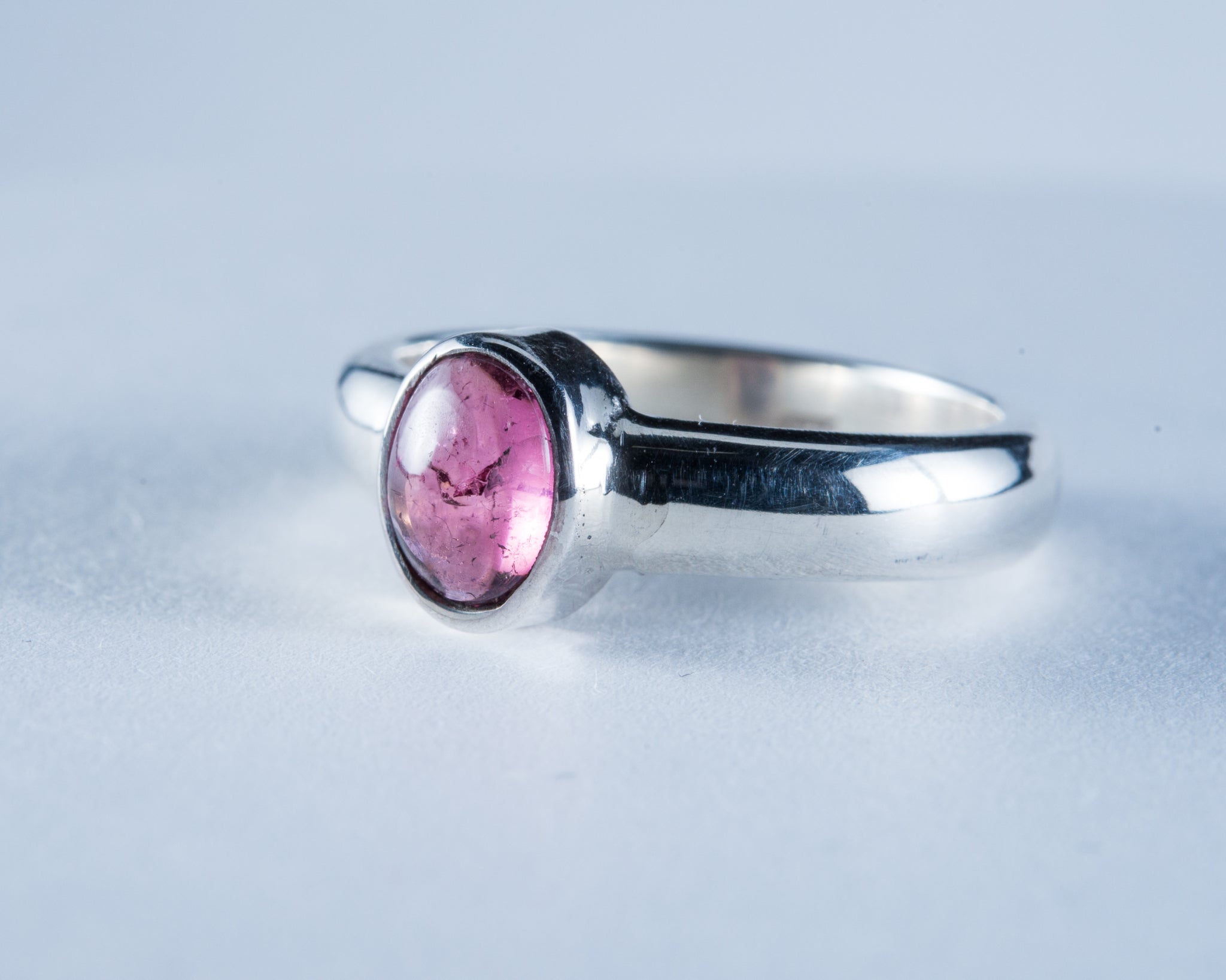 Pink Tourmaline Sterling Silver Ring Size 6 (S608)