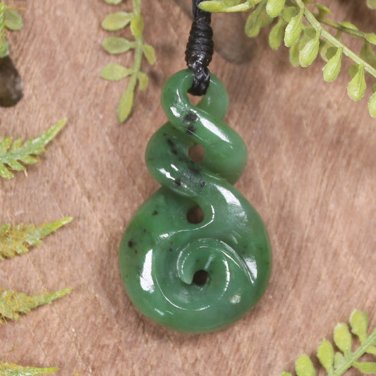 Hapopo Pounamu Koru Twist Pendant - NZ Greenstone