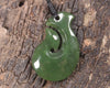 Hei Matau or Fish Hook carved from Hapopo Pounamu - NZ Greenstone