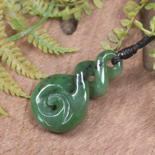 Hapopo Pounamu Koru Twist Pendant - NZ Greenstone