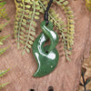 Twist or Pikorua carved from Hapopo Pounamu - NZ Greenstone