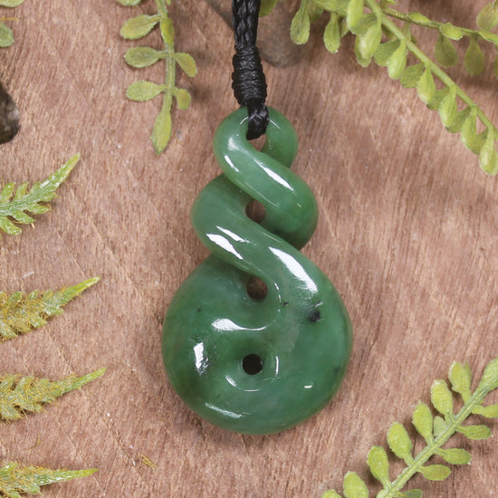 Hapopo Pounamu Koru Twist Pendant - NZ Greenstone