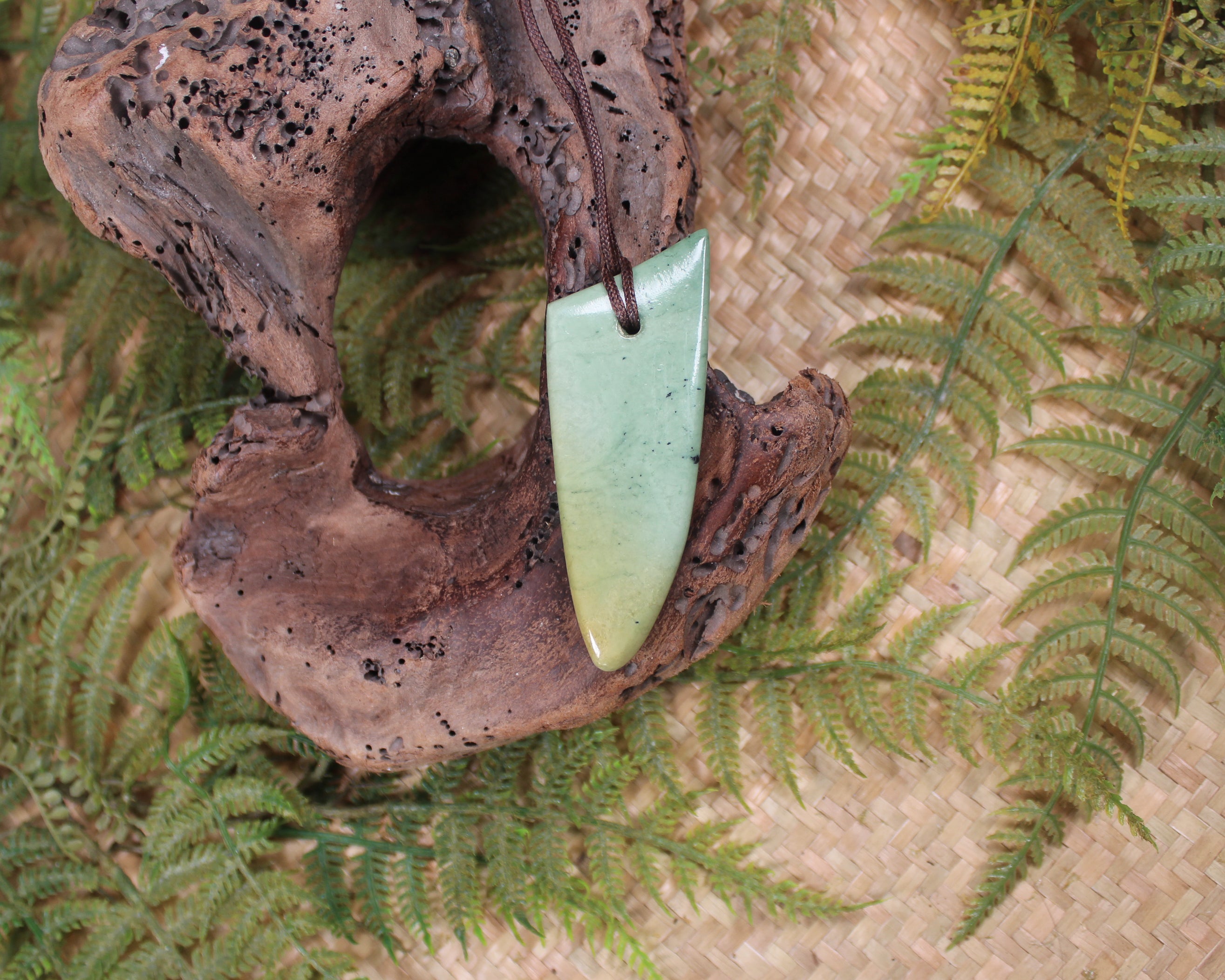 Taniwha Tooth or Niho carved from Flower Jade Pounamu - NZ Greenstone