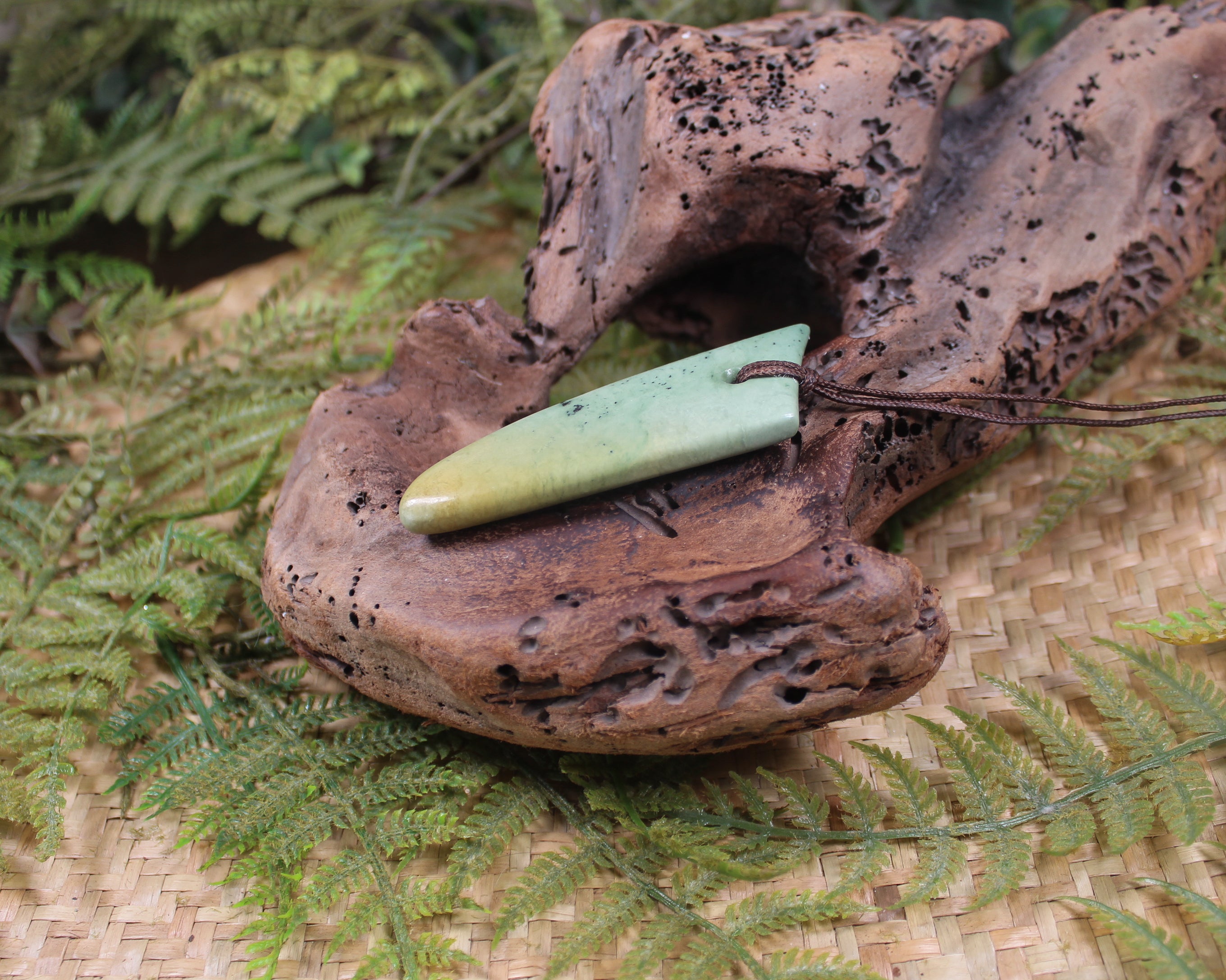 Taniwha Tooth or Niho carved from Flower Jade Pounamu - NZ Greenstone