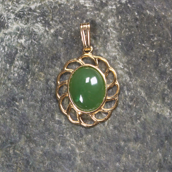 Hapopo Pounamu pendant with a gold plated setting - NZ Greenstone
