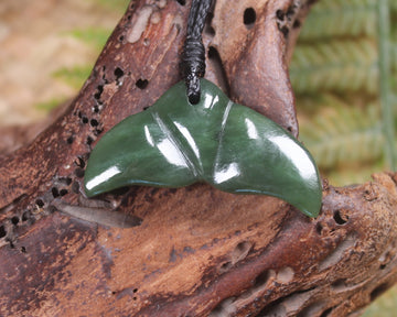 Whale tail carved from Hapopo Pounamu - NZ Greenstone