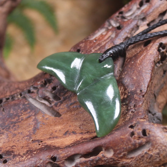 Whale tail carved from Hapopo Pounamu - NZ Greenstone