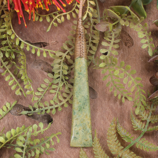 Flower Jade Pounamu Toki Pendant - NZ Greenstone