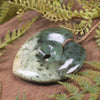 Heart with Koru carved from Flower Jade Pounamu - NZ Greenstone