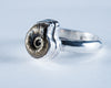 Ammonite Pyrite Sterling Silver Ring Size 6 (S613)