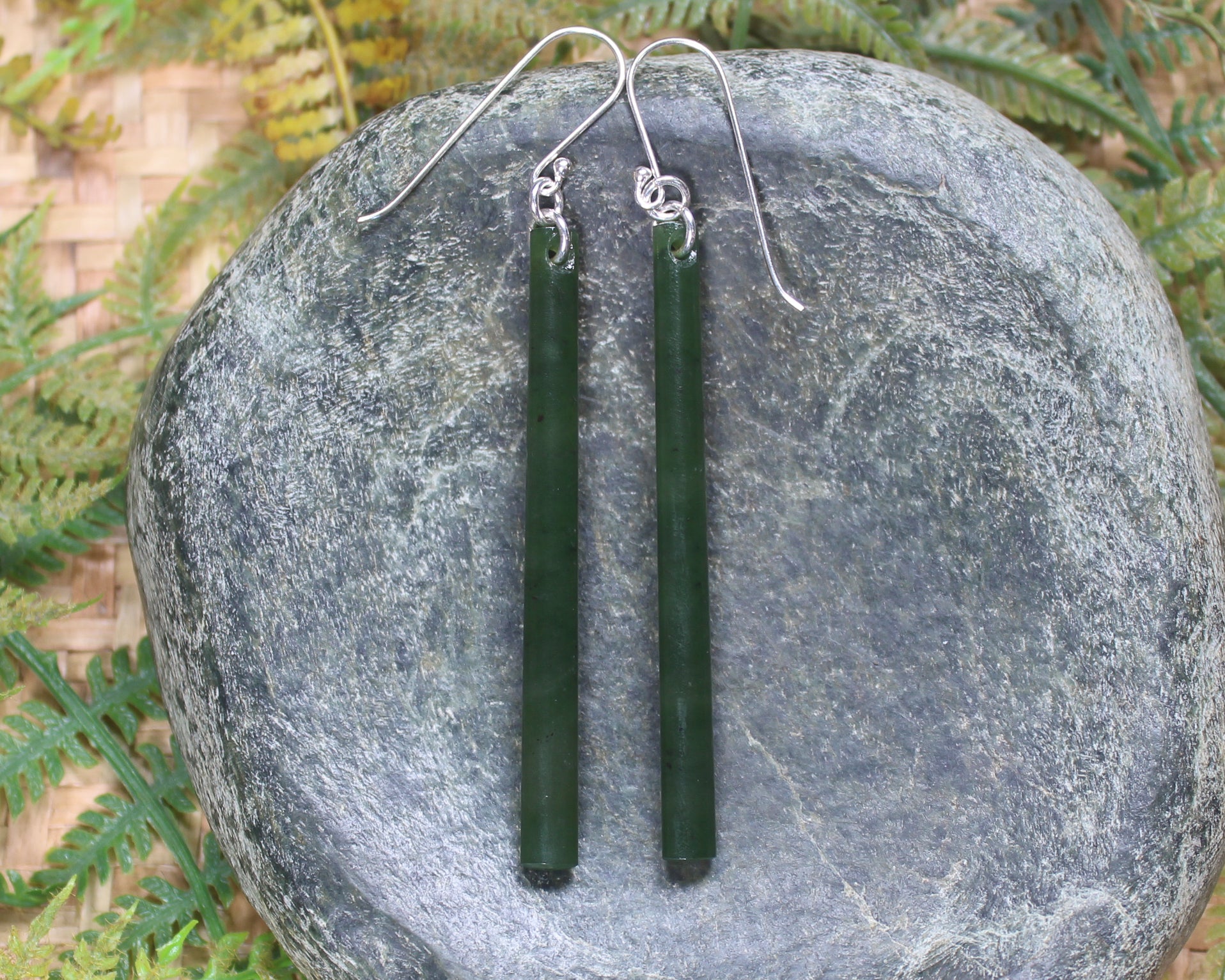 Roimata or Teardrop earrings carved from Rimu Pounamu - NZ Greenstone