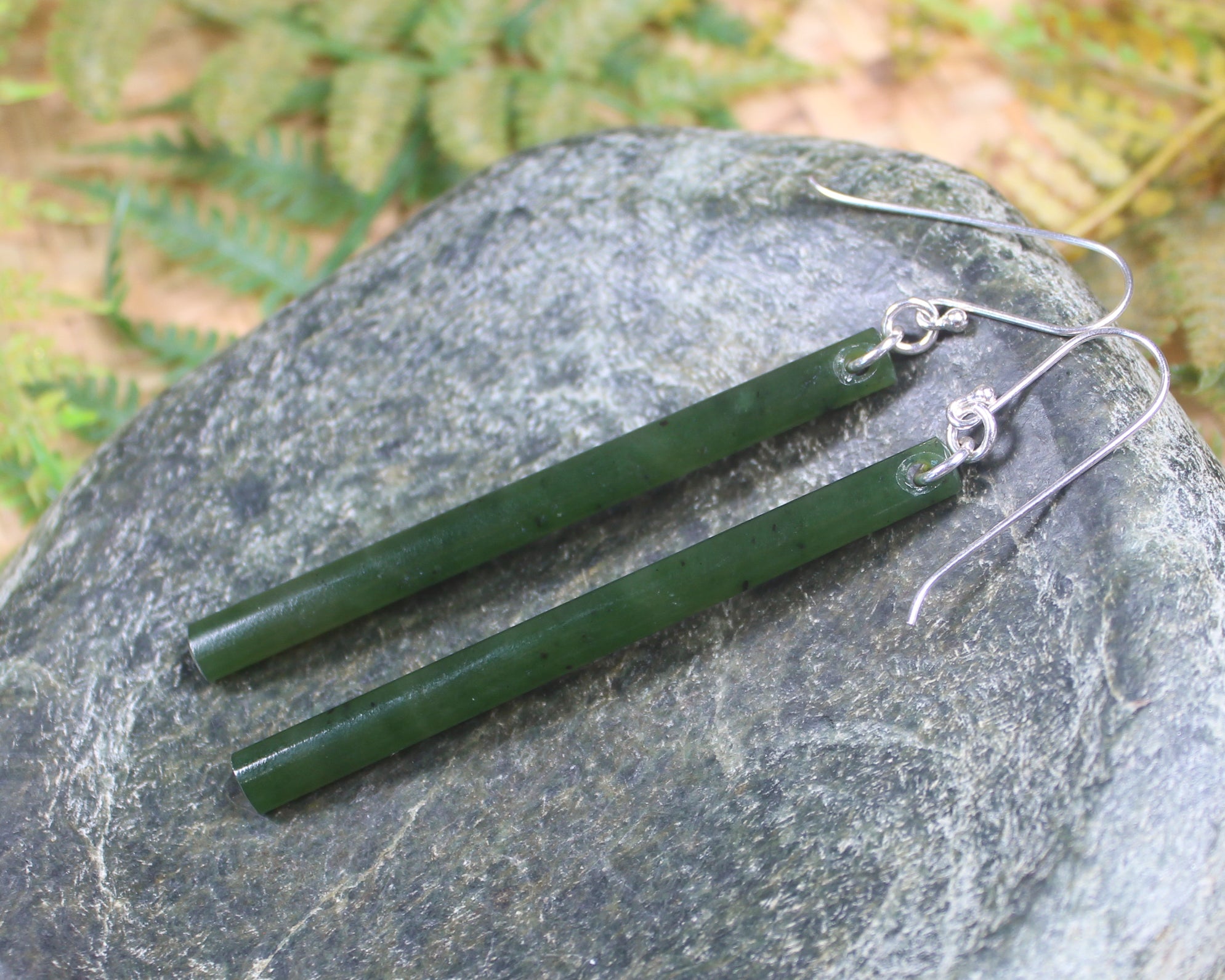 Roimata or Teardrop earrings carved from Rimu Pounamu - NZ Greenstone