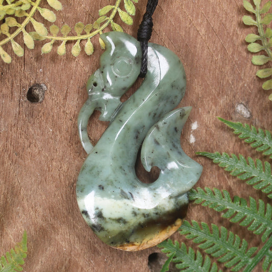 Manaia carved from Flower Jade Pounamu - NZ Greenstone