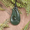 Hei Matau or Fish Hook carved from Hapopo Pounamu - NZ Greenstone