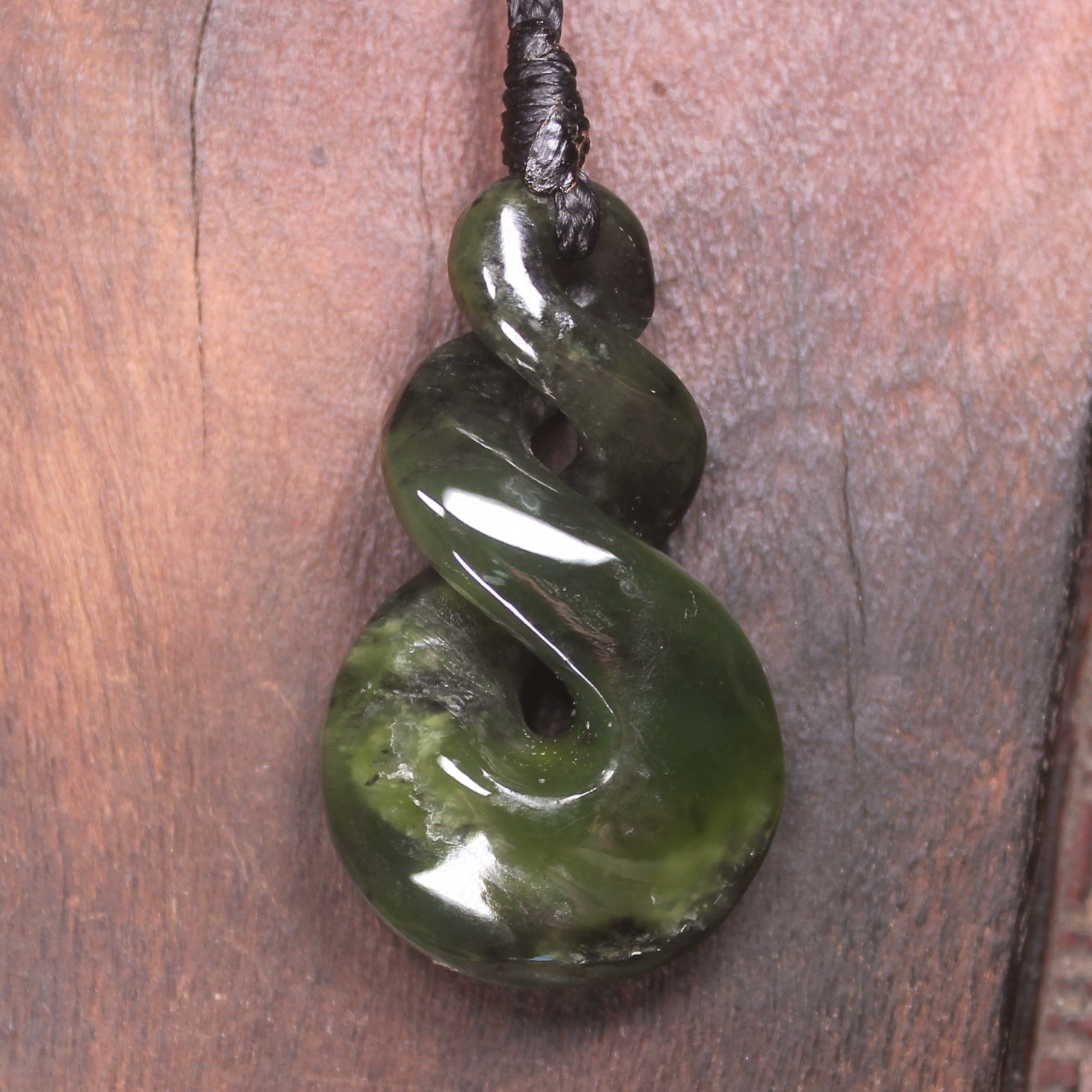 Twist carved from Rimu Pounamu - NZ Greenstone